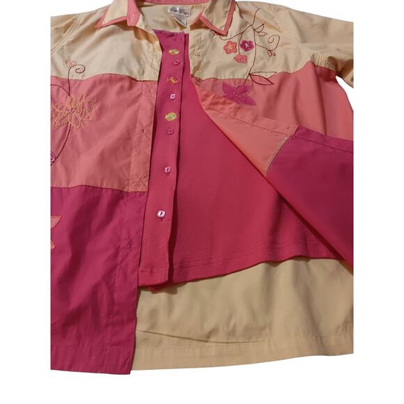 NEW Art to Wear BOBBIE BROOKS Embroidered Combo Top Blouse‎ Shirt 14/16W Floral - Picture 6 of 12